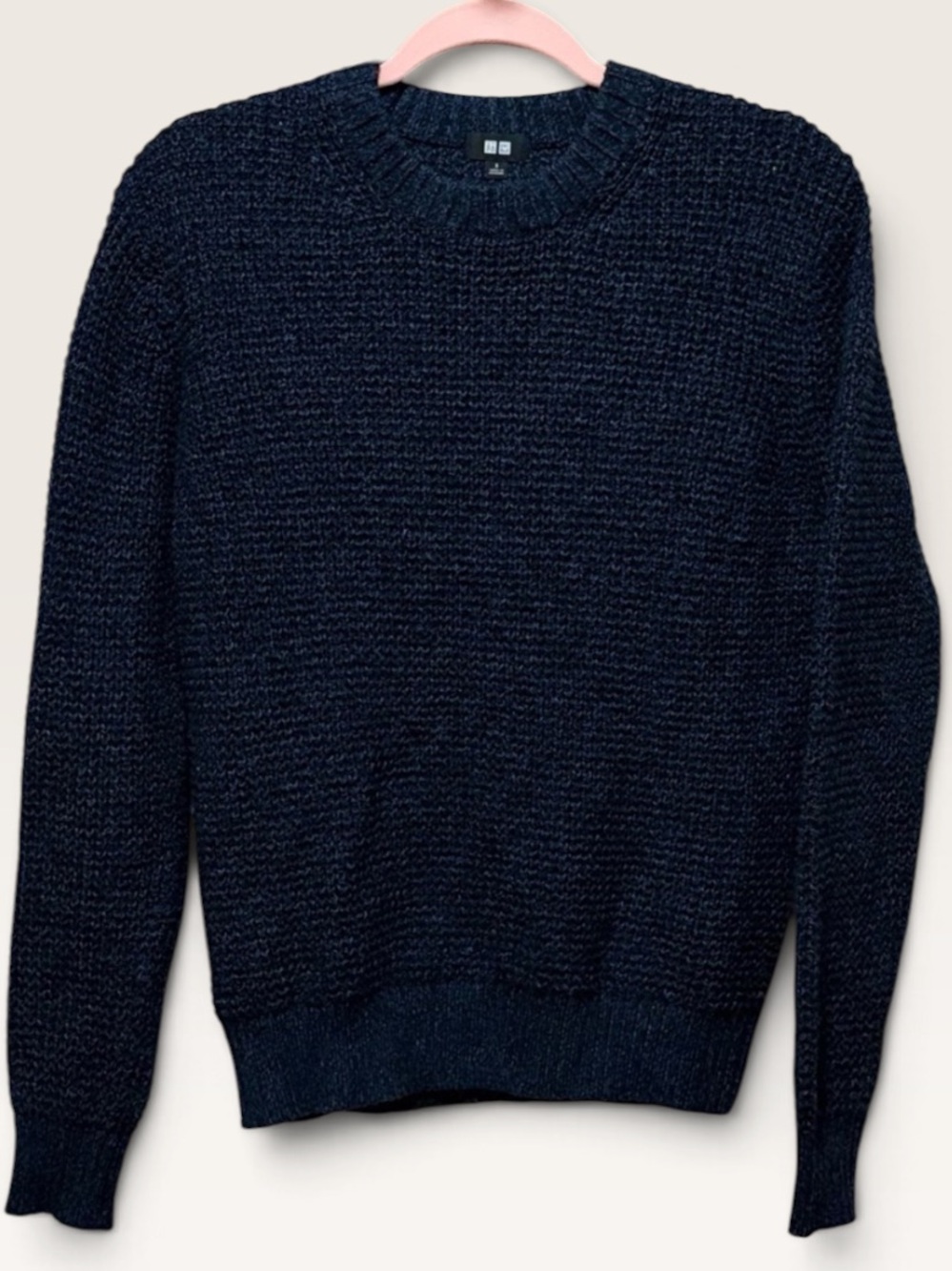 Uniqlo Wool Blend Textured Crewneck Sweater Navy Blue Size S